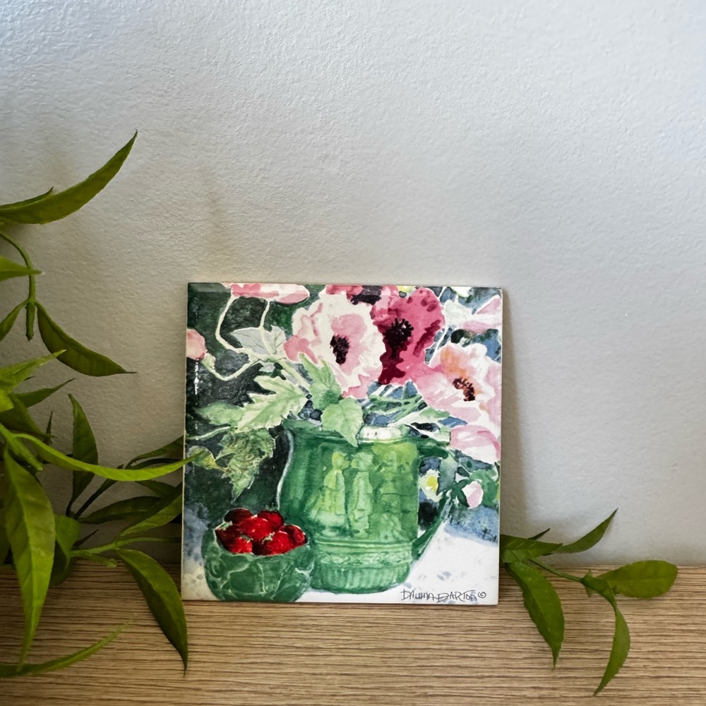 Floral Art Tile by Dawna Barton